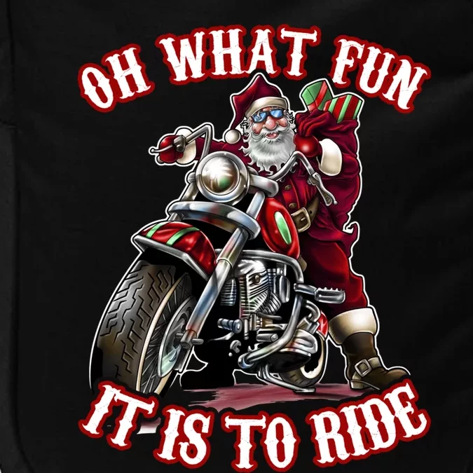 Funny Motorcycle Biker Grandpa Santa Rider Christmas Gift Impact Tech Backpack