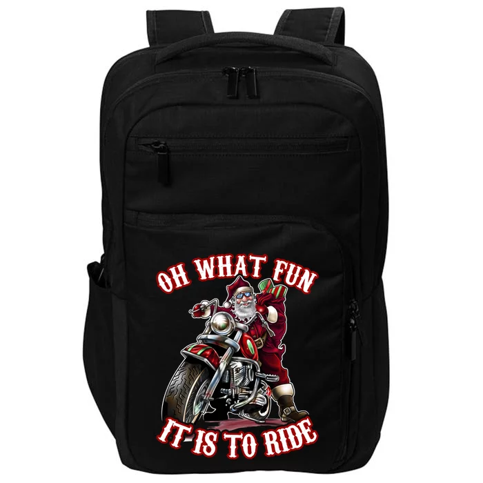 Funny Motorcycle Biker Grandpa Santa Rider Christmas Gift Impact Tech Backpack