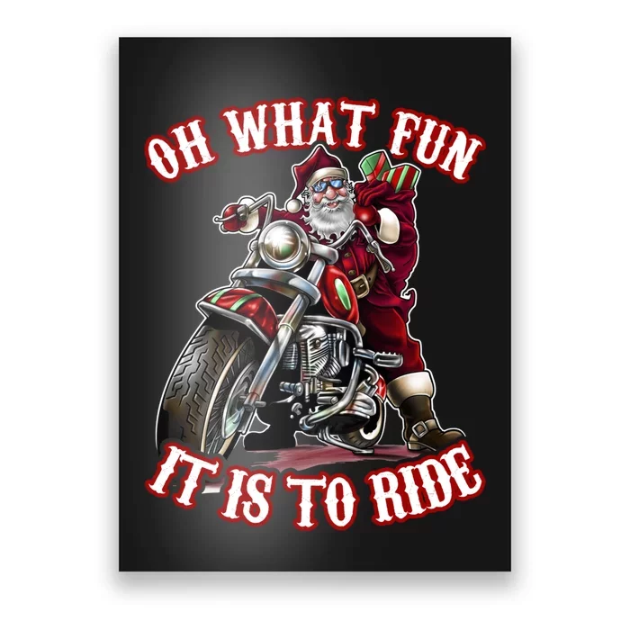 Funny Motorcycle Biker Grandpa Santa Rider Christmas Gift Poster