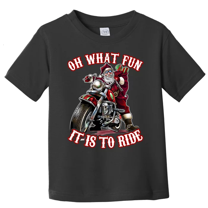 Funny Motorcycle Biker Grandpa Santa Rider Christmas Gift Toddler T-Shirt