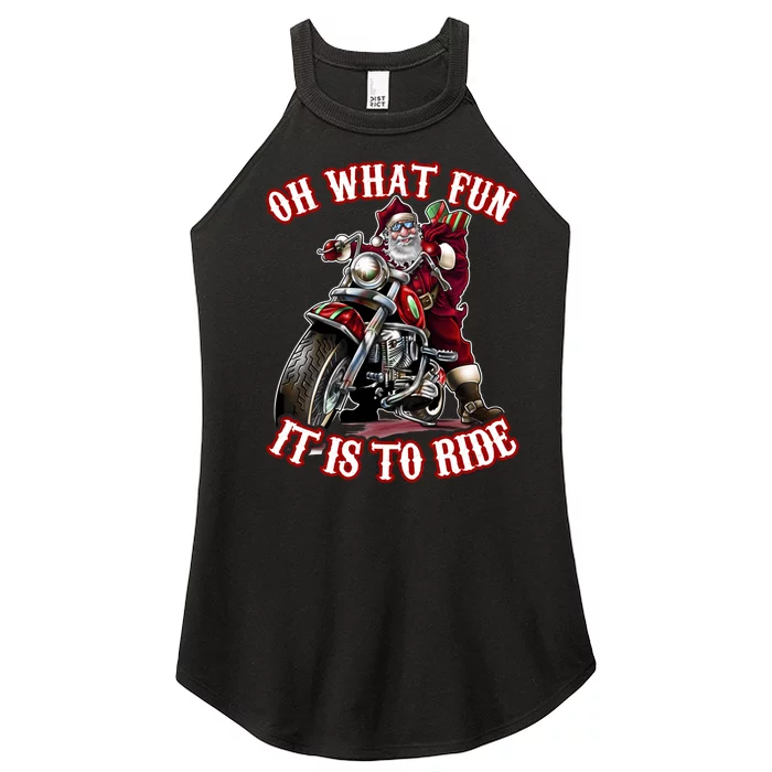 Funny Motorcycle Biker Grandpa Santa Rider Christmas Gift Women’s Perfect Tri Rocker Tank