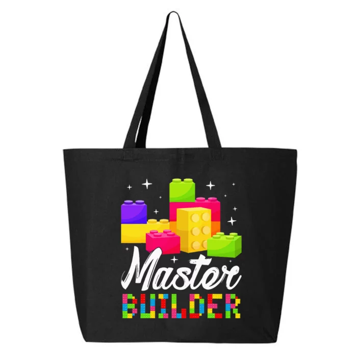 Funny Master Builder Building Block Bricks Lovers Kids 25L Jumbo Tote