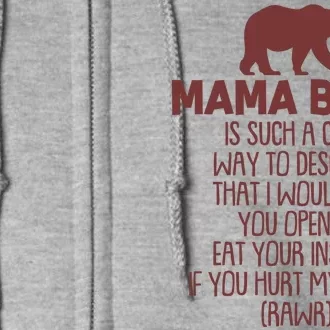 Funny Mama Bear Rawr Full Zip Hoodie