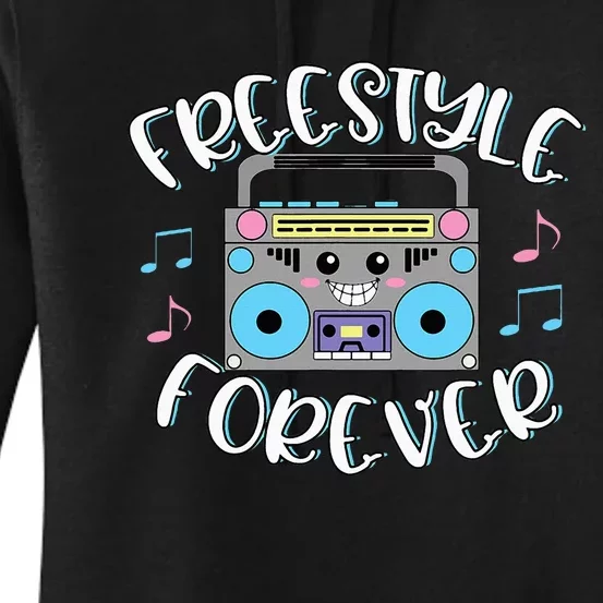 Freestyle Music Cute Boombox Retro Dance Music Women's Pullover Hoodie