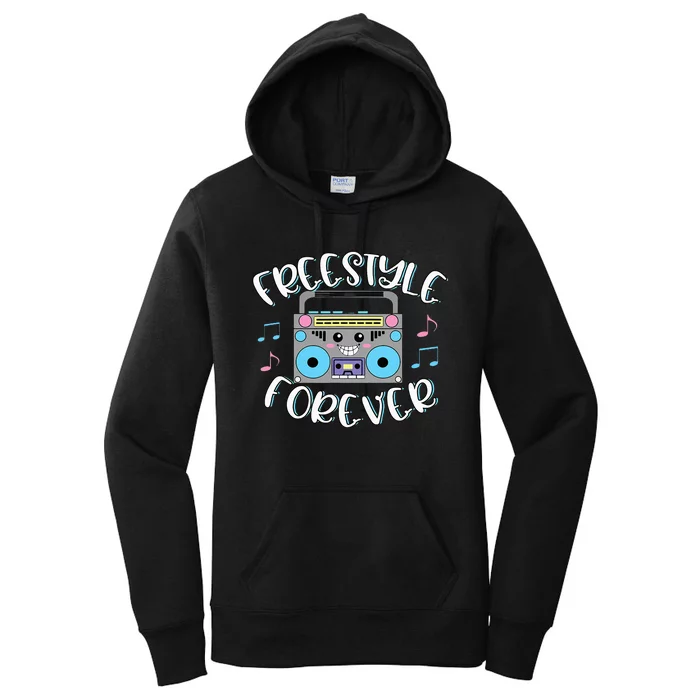 Freestyle Music Cute Boombox Retro Dance Music Women's Pullover Hoodie