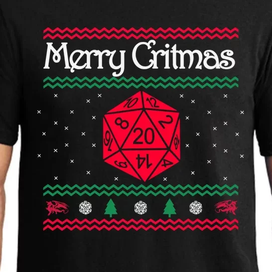 Funny Merry Critmas Christmas D20 Rpg Board Game Role Pajama Set