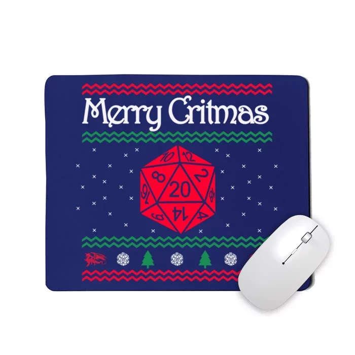 Funny Merry Critmas Christmas D20 Rpg Board Game Role Mousepad