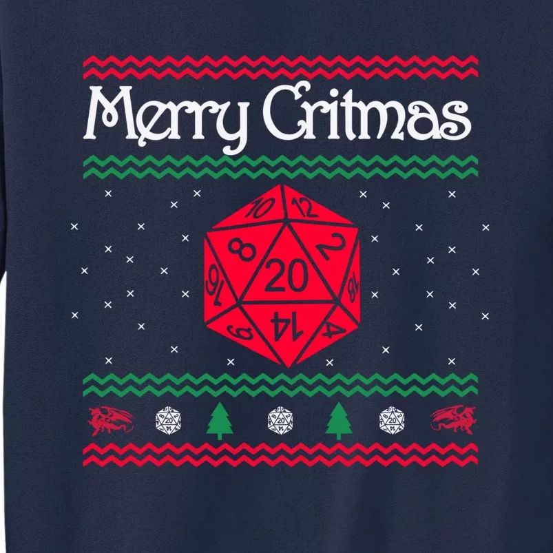 Funny Merry Critmas Christmas D20 Rpg Board Game Role Tall Sweatshirt