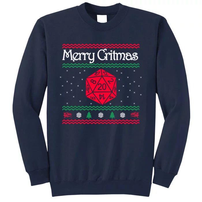 Funny Merry Critmas Christmas D20 Rpg Board Game Role Tall Sweatshirt