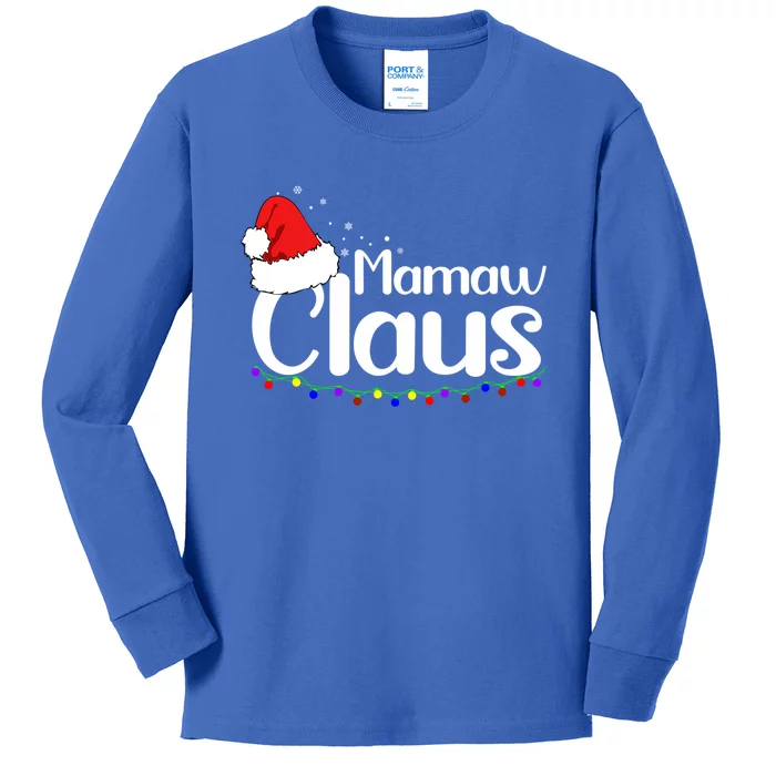 Funny Mamaw Claus Christmas Pajamas Santa Gift Kids Long Sleeve Shirt