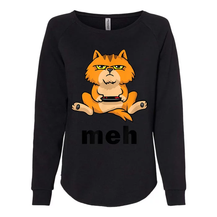 Funny Meh Cat Video Game Gift For Cat Lovers Womens California Wash Sweatshirt