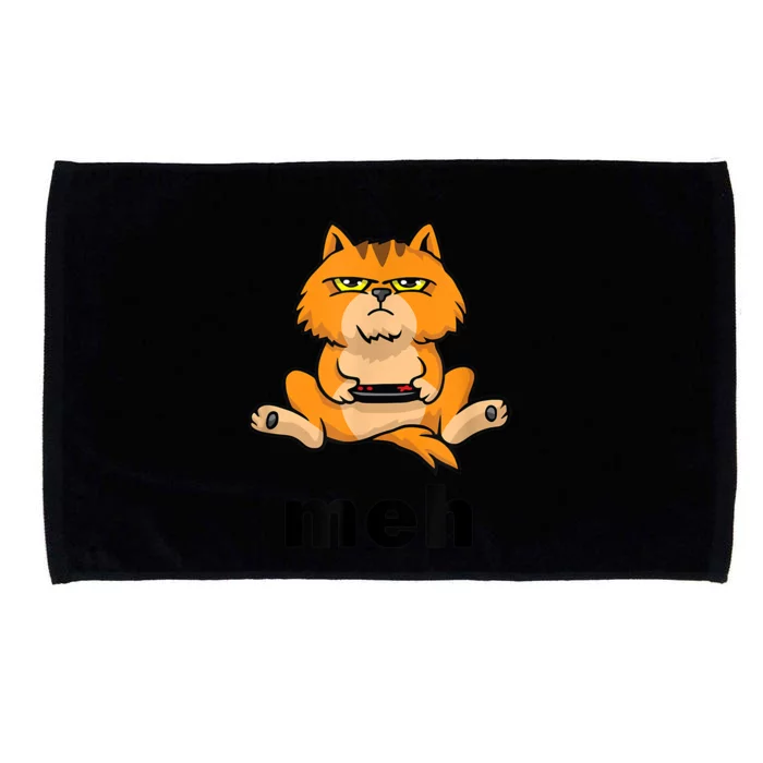 Funny Meh Cat Video Game Gift For Cat Lovers Microfiber Hand Towel