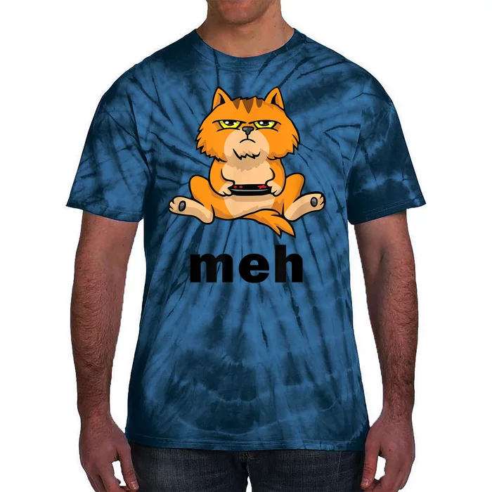 Funny Meh Cat Video Game Gift For Cat Lovers Tie-Dye T-Shirt