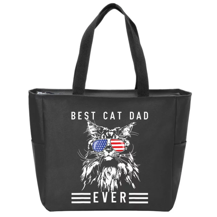 Funny Maine Coon Cat Best Cat Dad Ever Funny Cat Maine Coon Zip Tote Bag