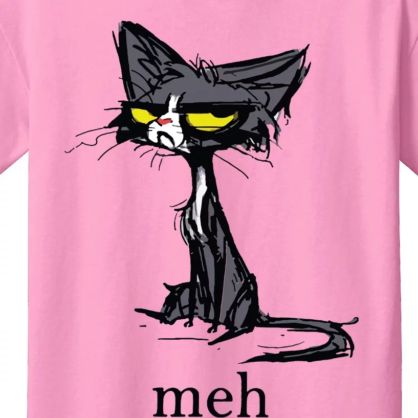 Funny Meh Cat Gift For Cat Lovers Kids T-Shirt