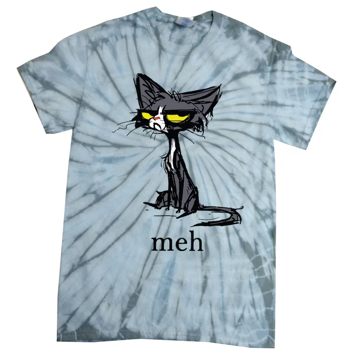 Funny Meh Cat Gift For Cat Lovers Tie-Dye T-Shirt