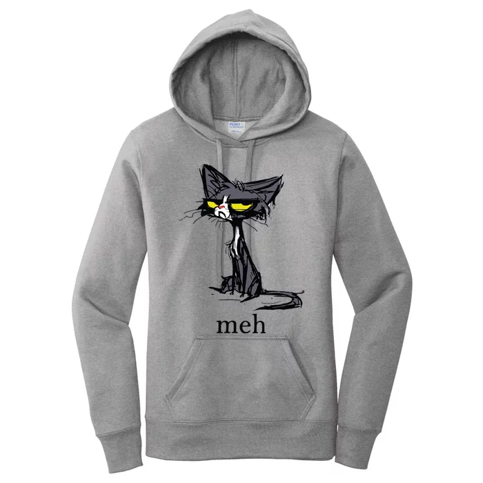 Funny Meh Cat Gift For Cat Lovers Women's Pullover Hoodie