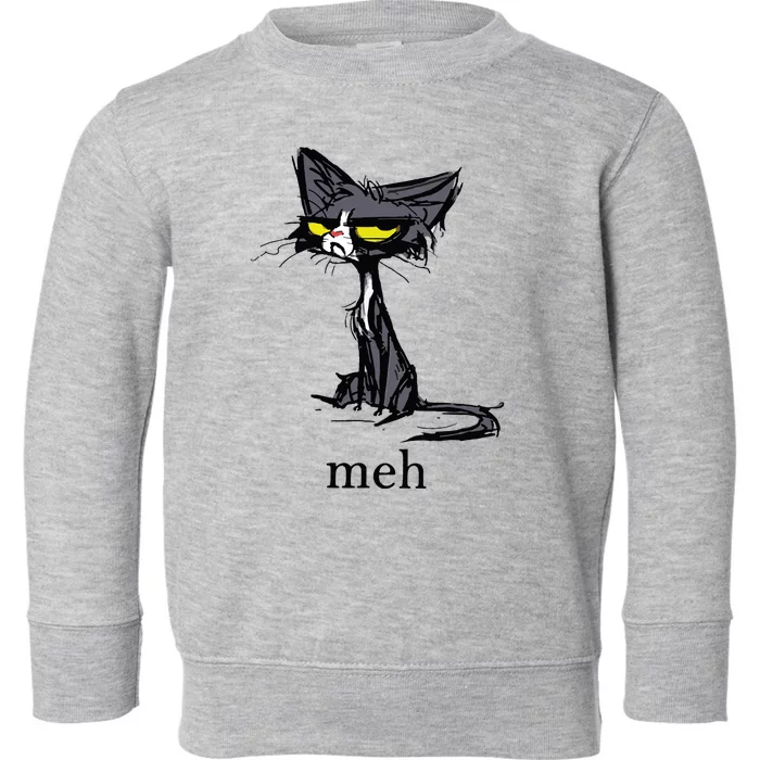 Funny Meh Cat Gift For Cat Lovers Toddler Sweatshirt