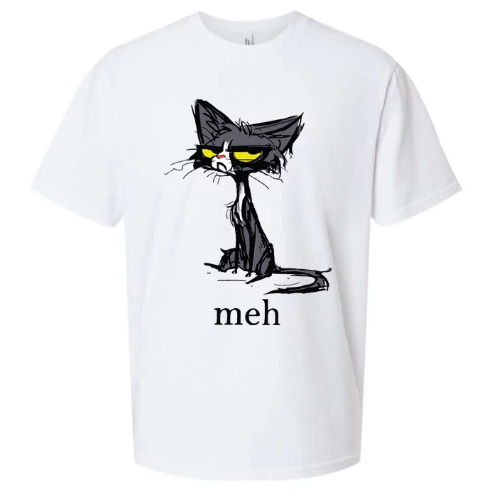 Funny Meh Cat Gift For Cat Lovers Sueded Cloud Jersey T-Shirt