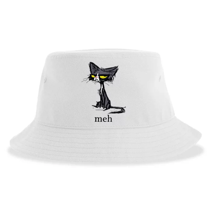 Funny Meh Cat Gift For Cat Lovers Sustainable Bucket Hat