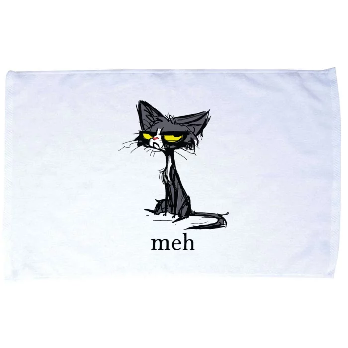 Funny Meh Cat Gift For Cat Lovers Microfiber Hand Towel