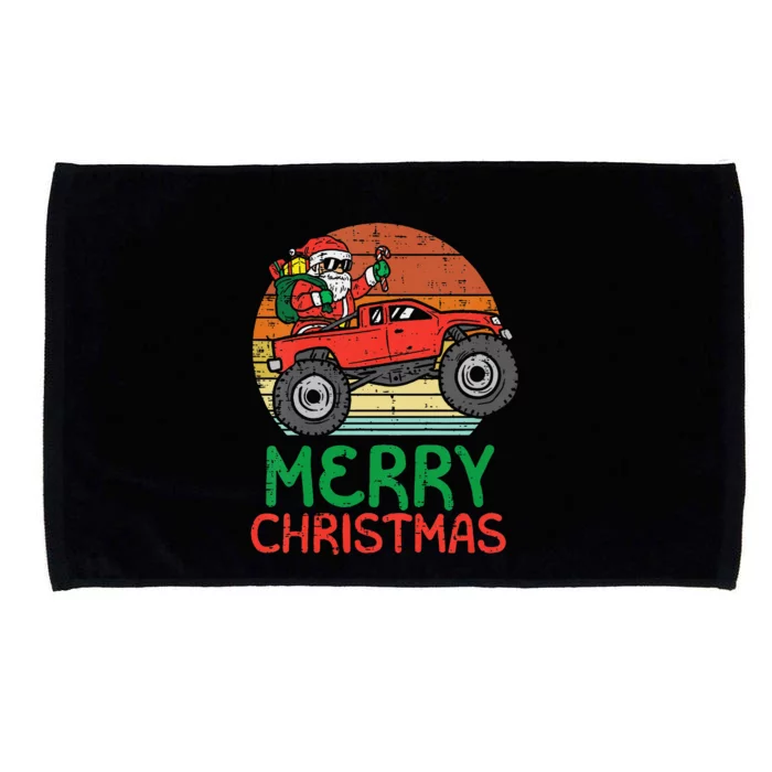 Funny Merry Christmas Santa Monster Truck Xmas Microfiber Hand Towel