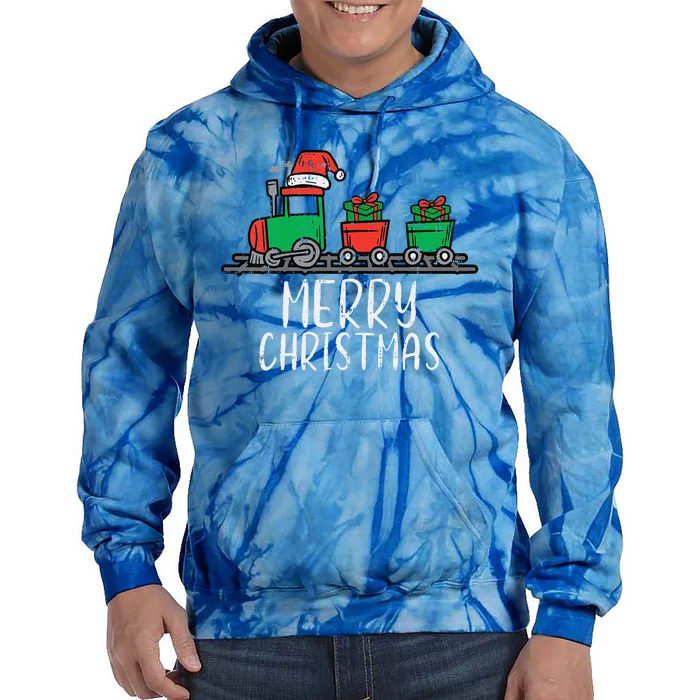 Funny Merry Christmas Train Santa Cute Xmas Tie Dye Hoodie