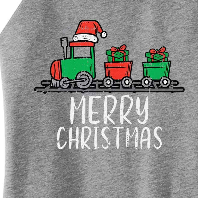 Funny Merry Christmas Train Santa Cute Xmas Women’s Perfect Tri Rocker Tank