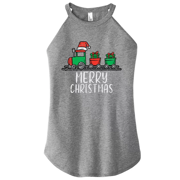 Funny Merry Christmas Train Santa Cute Xmas Women’s Perfect Tri Rocker Tank