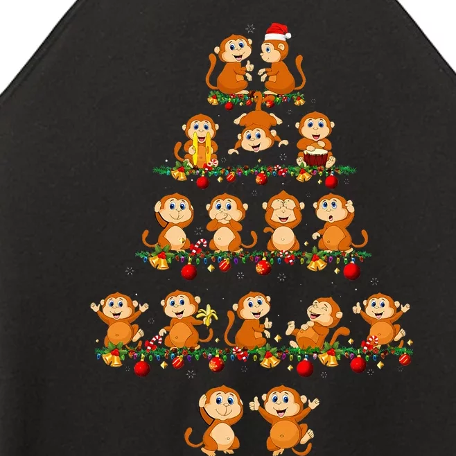 Festive Monkey Christmas Pajama Sets Women’s Perfect Tri Rocker Tank