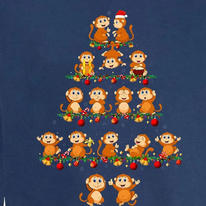 Festive Monkey Christmas Pajama Sets Garment-Dyed Sweatshirt