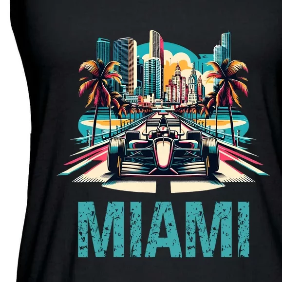 Formula Miami City Racing Circuit Car Map Grand Prix Race Ladies Essential Flowy Tank