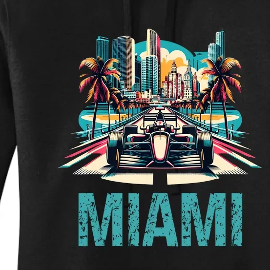 Formula Miami City Racing Circuit Car Map Grand Prix Race Women's Pullover Hoodie