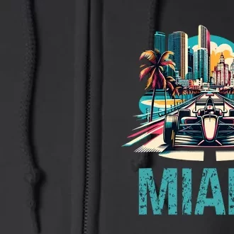 Formula Miami City Racing Circuit Car Map Grand Prix Race Full Zip Hoodie