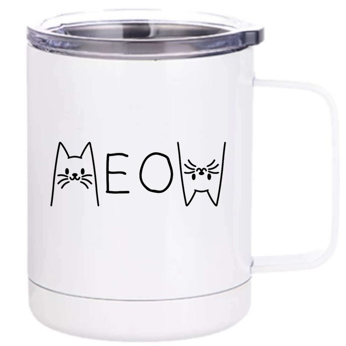 Funny Meow Cat Meow Kitty Cats Meow Front & Back 12oz Stainless Steel Tumbler Cup