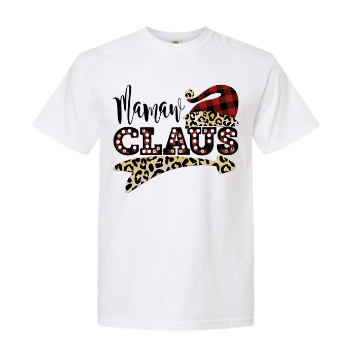 Funny Mamaw Claus Santa Hat Leopard Christmas Gift Garment-Dyed Heavyweight T-Shirt