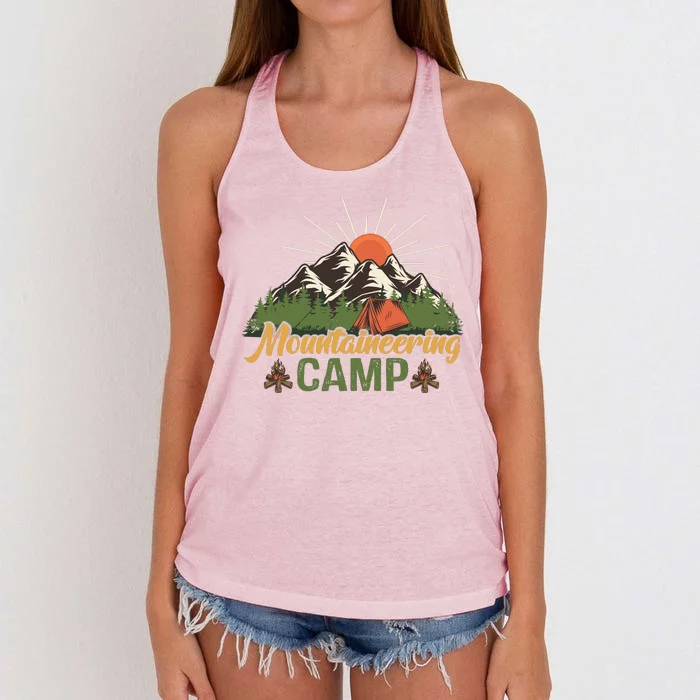 Funny Mountaineering Camp Camping Vintage Women's Knotted Racerback Tank