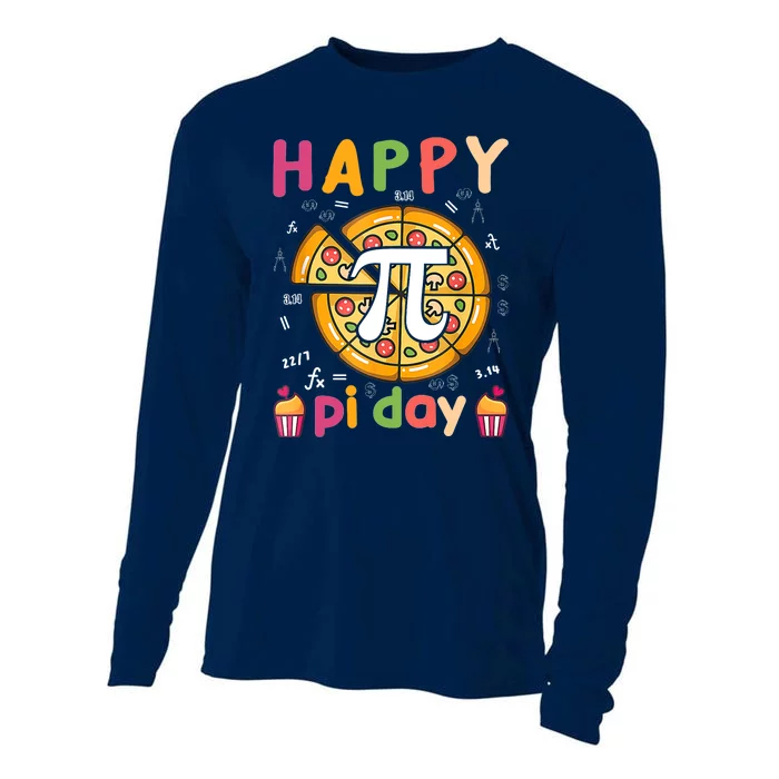 Funny Math Cute Teacher With Pizza Cooling Performance Long Sleeve Crew