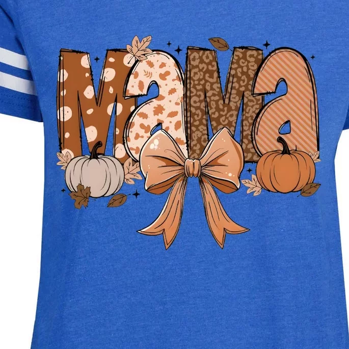 Fall Mama Coquette Pumpkin Enza Ladies Jersey Football T-Shirt