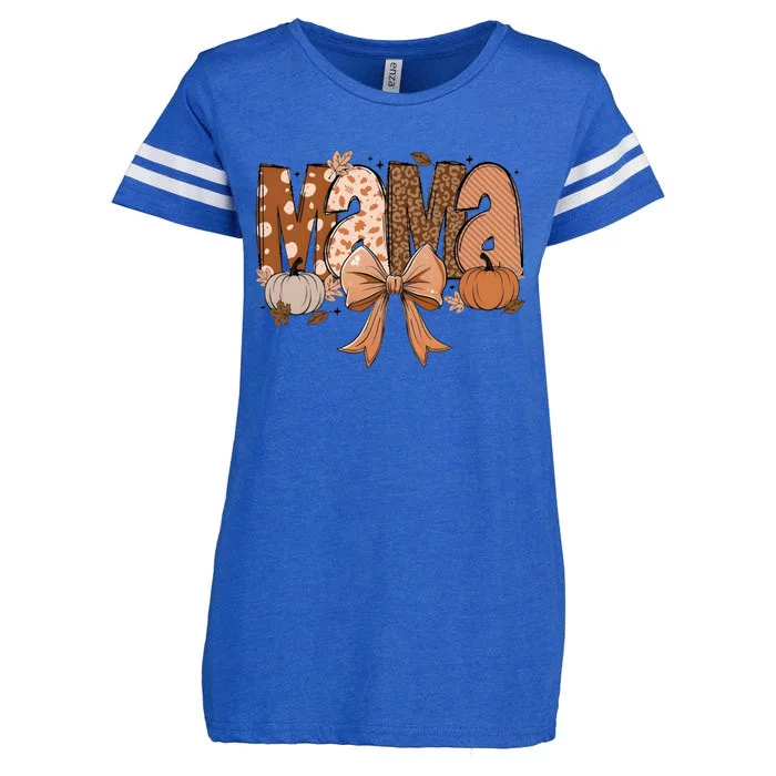 Fall Mama Coquette Pumpkin Enza Ladies Jersey Football T-Shirt