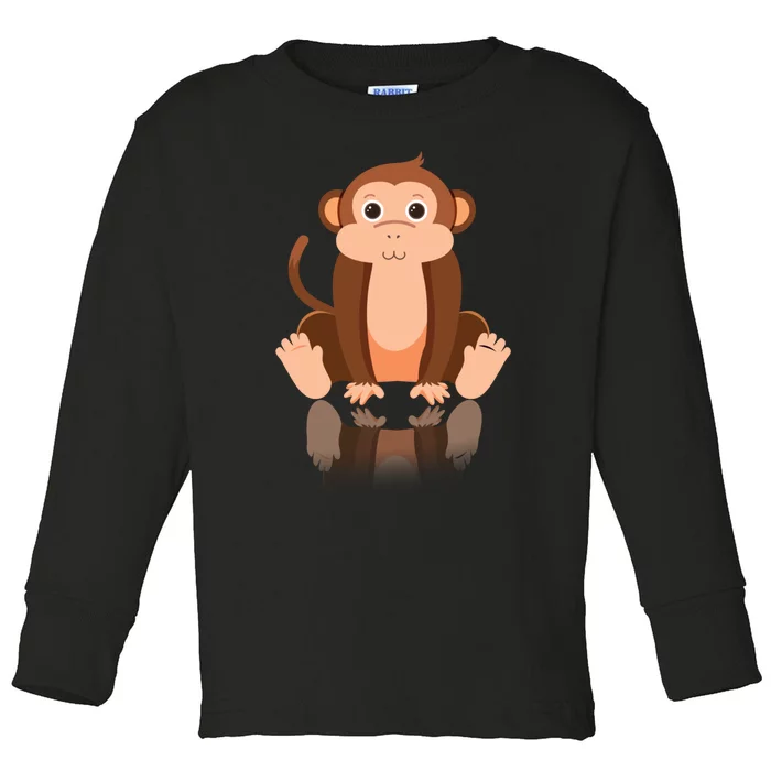 Funny Monkey Chimpanzee Ape Zoo Animal Lover Design Toddler Long Sleeve Shirt