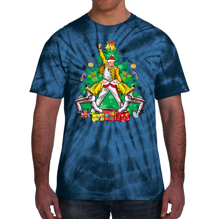 Freddie Mercury Christmas Tree Queen Band Xmas Rock Music Outfit Tie-Dye T-Shirt