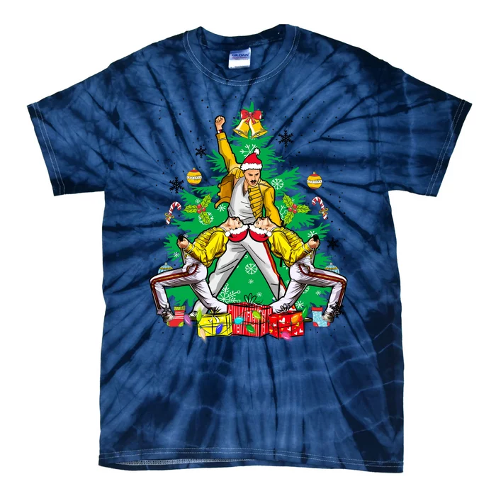 Freddie Mercury Christmas Tree Queen Band Xmas Rock Music Outfit Tie-Dye T-Shirt