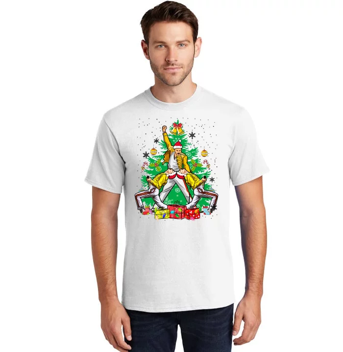 Freddie Mercury Christmas Tree Queen Band Xmas Rock Music Outfit Tall T-Shirt