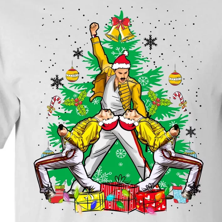 Freddie Mercury Christmas Tree Queen Band Xmas Rock Music Outfit Tall T-Shirt