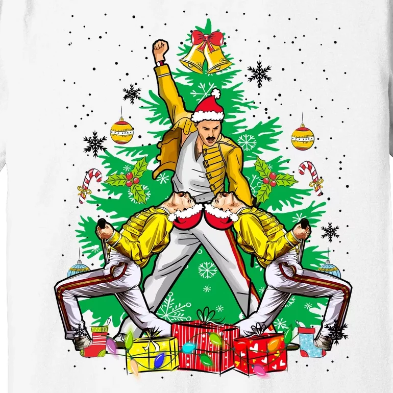 Freddie Mercury Christmas Tree Queen Band Xmas Rock Music Outfit Premium T-Shirt