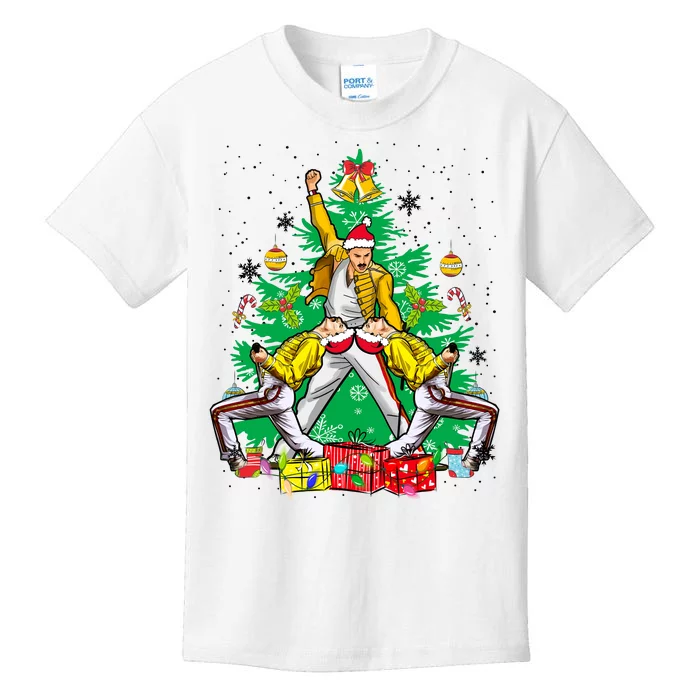 Freddie Mercury Christmas Tree Queen Band Xmas Rock Music Outfit Kids T-Shirt