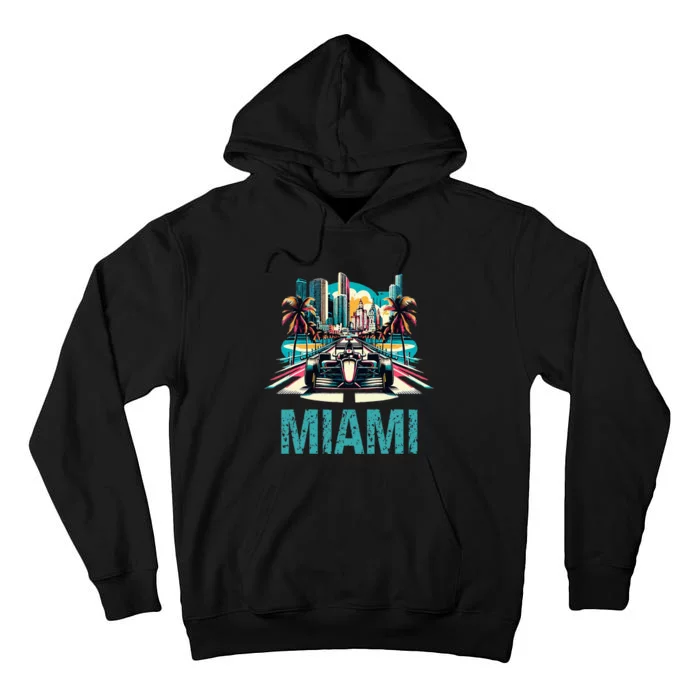 Formula Miami City Racing Circuit Car Map Grand Prix Race Tall Hoodie