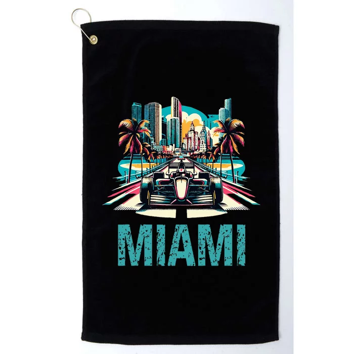 Formula Miami City Racing Circuit Car Map Grand Prix Race Platinum Collection Golf Towel