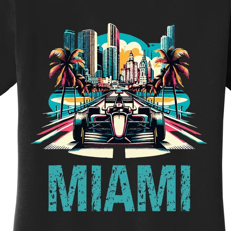 Formula Miami City Racing Circuit Car Map Grand Prix Race Women's T-Shirt